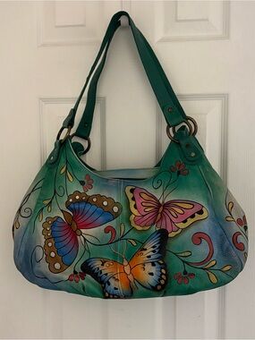 ANUSCHKA, Green Leather Butterfly Shoulder Bag